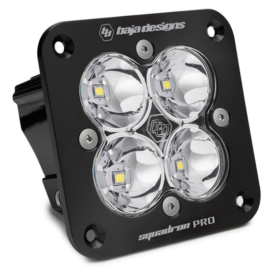 Flush Mount LED Light Pod Black Clear Lens Spot Pattern Squadron Pro Baja Designs - 491001