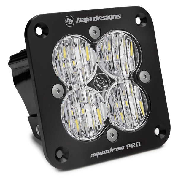 Flush Mount LED Light Pod Black Clear Lens Wide Cornering Pattern Squadron Pro Baja Designs - 491005