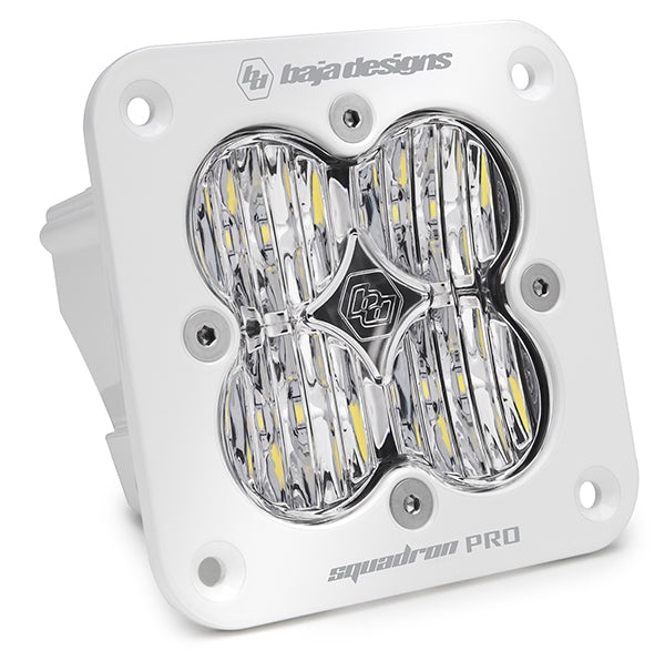 Flush Mount LED Light Pod White Clear Lens Wide Cornering Pattern Squadron Pro Baja Designs - 491005WT