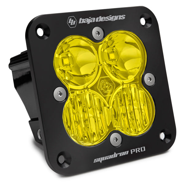 Flush Mount LED Light Pod Black Baja Amber Lens Driving/Combo Pattern Squadron Pro Baja Designs - 491013