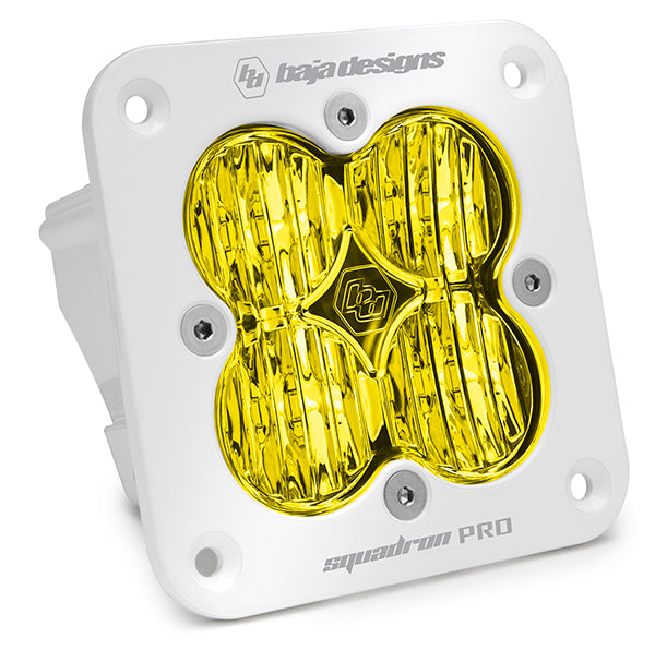 Flush Mount LED Light Pod White Amber Lens Wide Cornering Pattern Squadron Pro Baja Designs - 491015WT