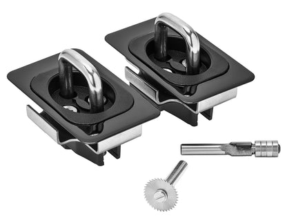 Gunmetal Flush Fit Retractable Tie-Down Anchors 95-Up Dodge RAM 1500/2500/3500 14 -19 Toyota Tundra Crew Max 22' Hyundai Santa Cruz Bullring