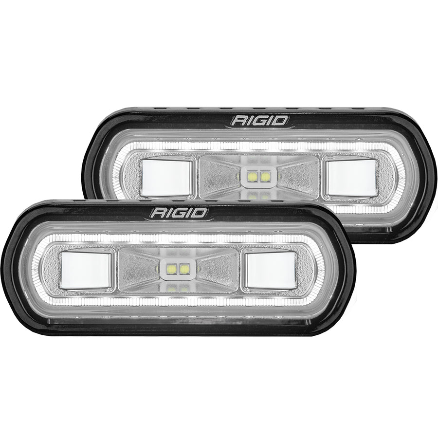 SR-L Series Off-Road Spreader Pod 3 Wire Surface Mount with Halo Pair RIGID Industries - Wide Drive / White / 4.5 x 1.5 Inch / SR-L Series