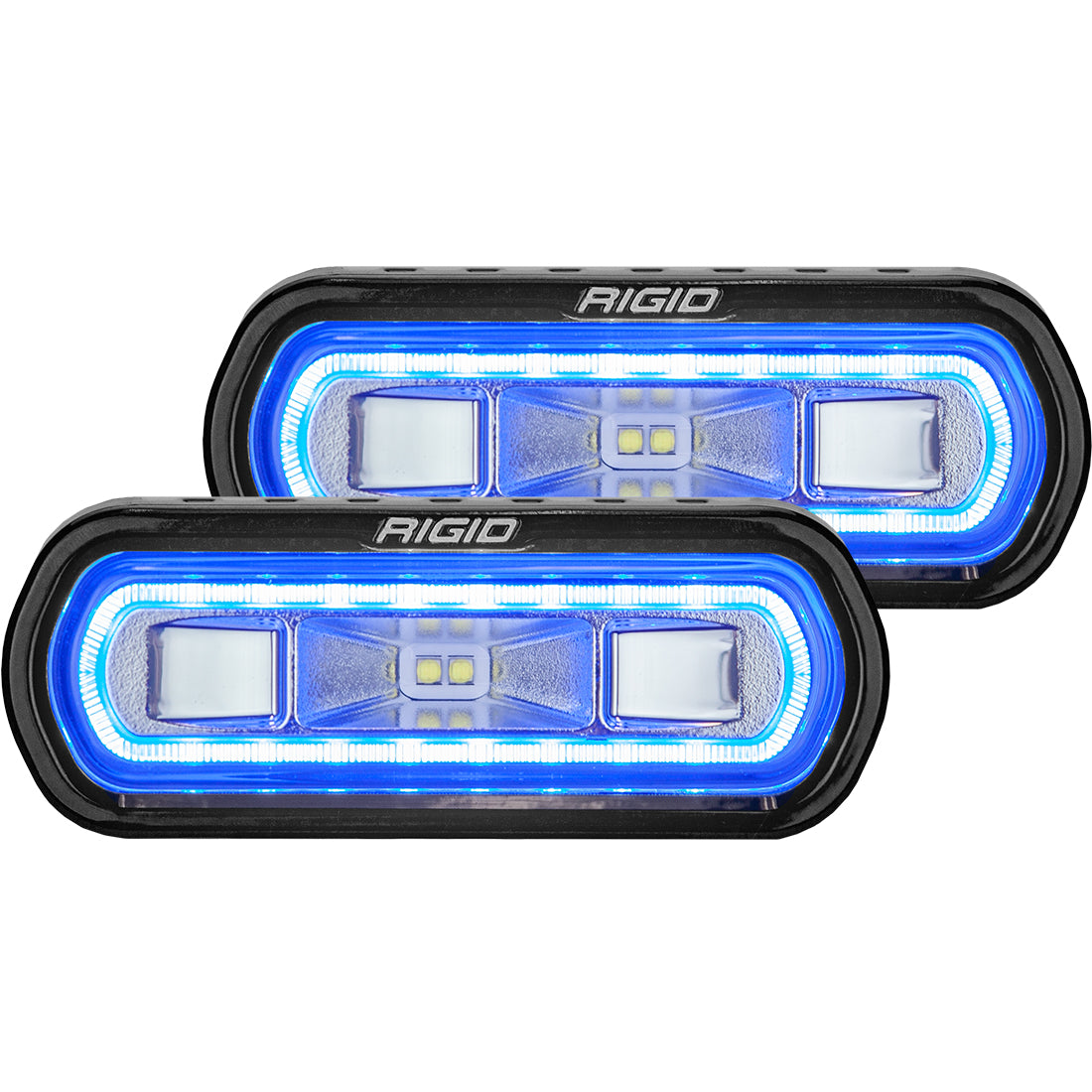 SR-L Series Off-Road Spreader Pod 3 Wire Surface Mount with Halo Pair RIGID Industries - Wide Drive / Blue / 4.5 x 1.5 Inch / SR-L Series
