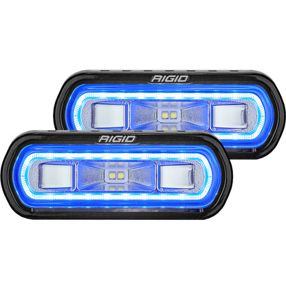 SR-L Series Off-Road Spreader Pod 3 Wire Surface Mount with Halo Pair RIGID Industries - Wide Drive / Blue / 4.5 x 1.5 Inch / SR-L Series