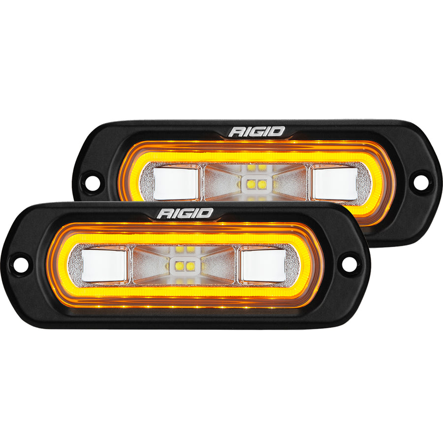 SR-L Series Off-Road Spreader Pod 3 Wire Flush Mount With Halo Pair RIGID Industries - Wide Drive / Red / 4.5 x 1.5 Inch / SR-L Series