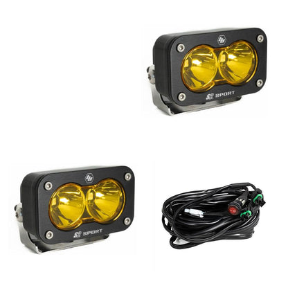 LED Work Light Baja Amber Lens Spot Pattern Pair S2 Sport Baja Designs - 547811
