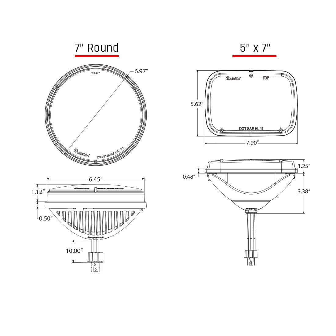 Rigid Industries Round Headlight With H13 To H4 Adaptor Pair