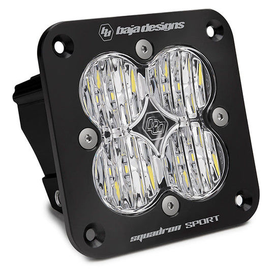 Flush Mount LED Light Pod Black Clear Lens Wide Cornering Pattern Squadron Sport Baja Designs - 551005