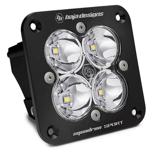 Flush Mount LED Light Pod Black Clear Lens Work/Scene Pattern Squadron Sport Baja Designs - 551006