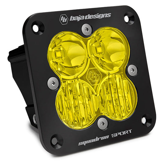 Flush Mount LED Light Pod Black Baja Amber Lens Driving/Combo Pattern Squadron Sport Baja Designs - 551013