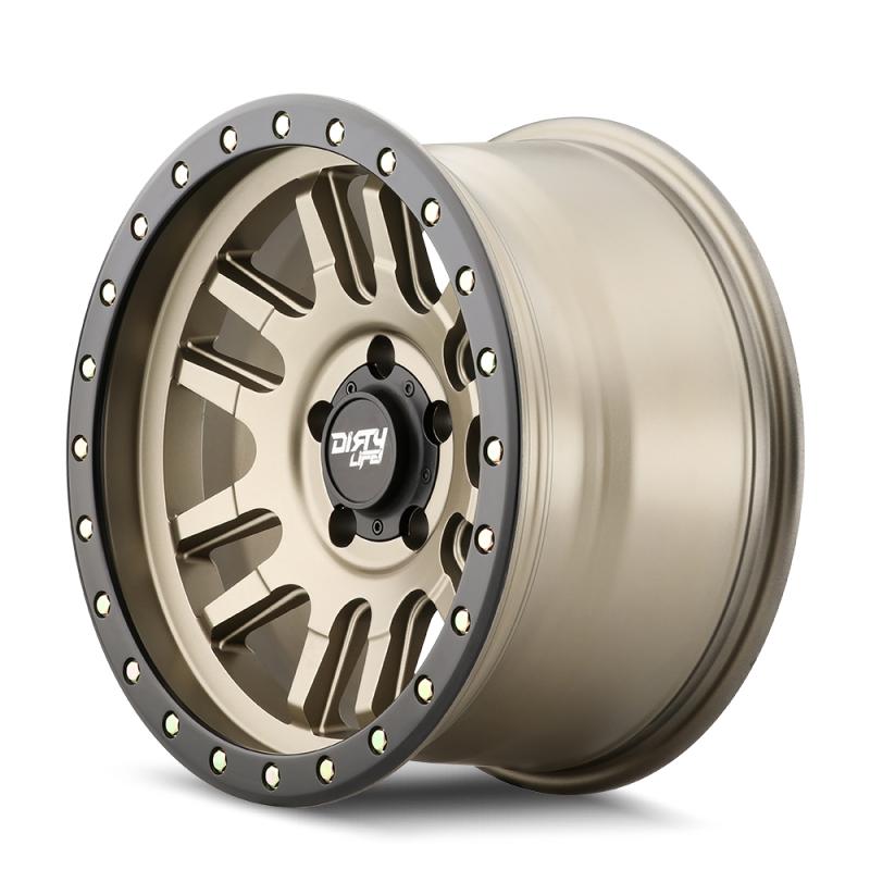 Dirty Life 9309 Canyon Pro 17x9/6x139.7 BP/-12mm Offset/106mm Hub Satin Gold Wheel - Beadlock
