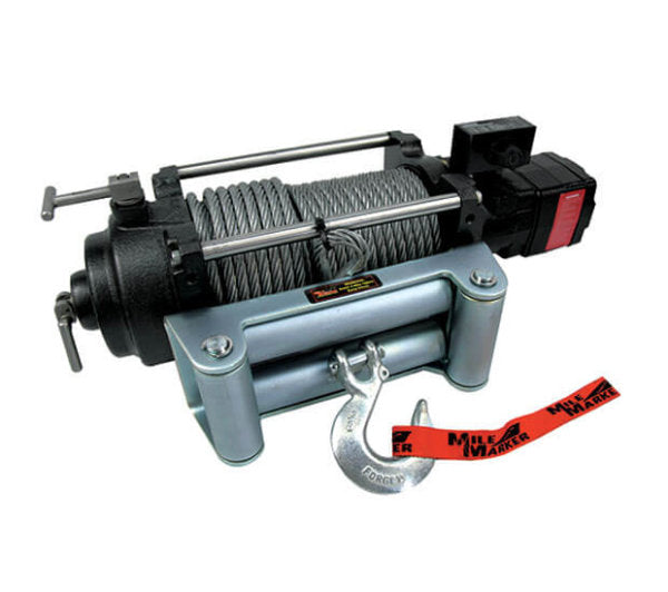 12000 LB Hydraulic Winch 18.7 C.I. 12V Hydrlic Motor w/Roller Fairlead 100 Foot Cable Adptr Sold Separately Req For Install Mile