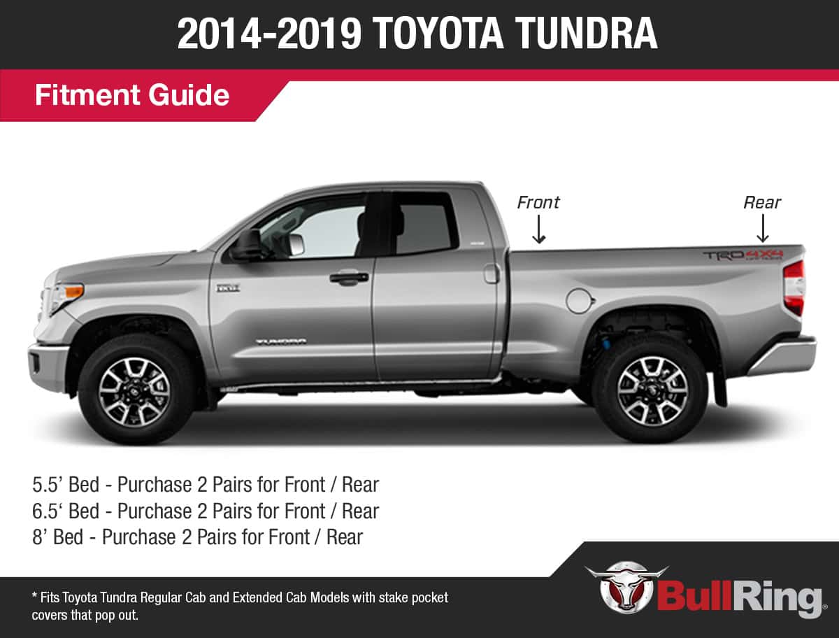 Flush Fit Retractable Tie-Down Anchors '14 -19 Toyota Tundra Regular Cab Extended Cab Bullring