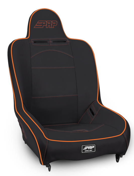 Premier High Back Suspension Seat - Black and Orange