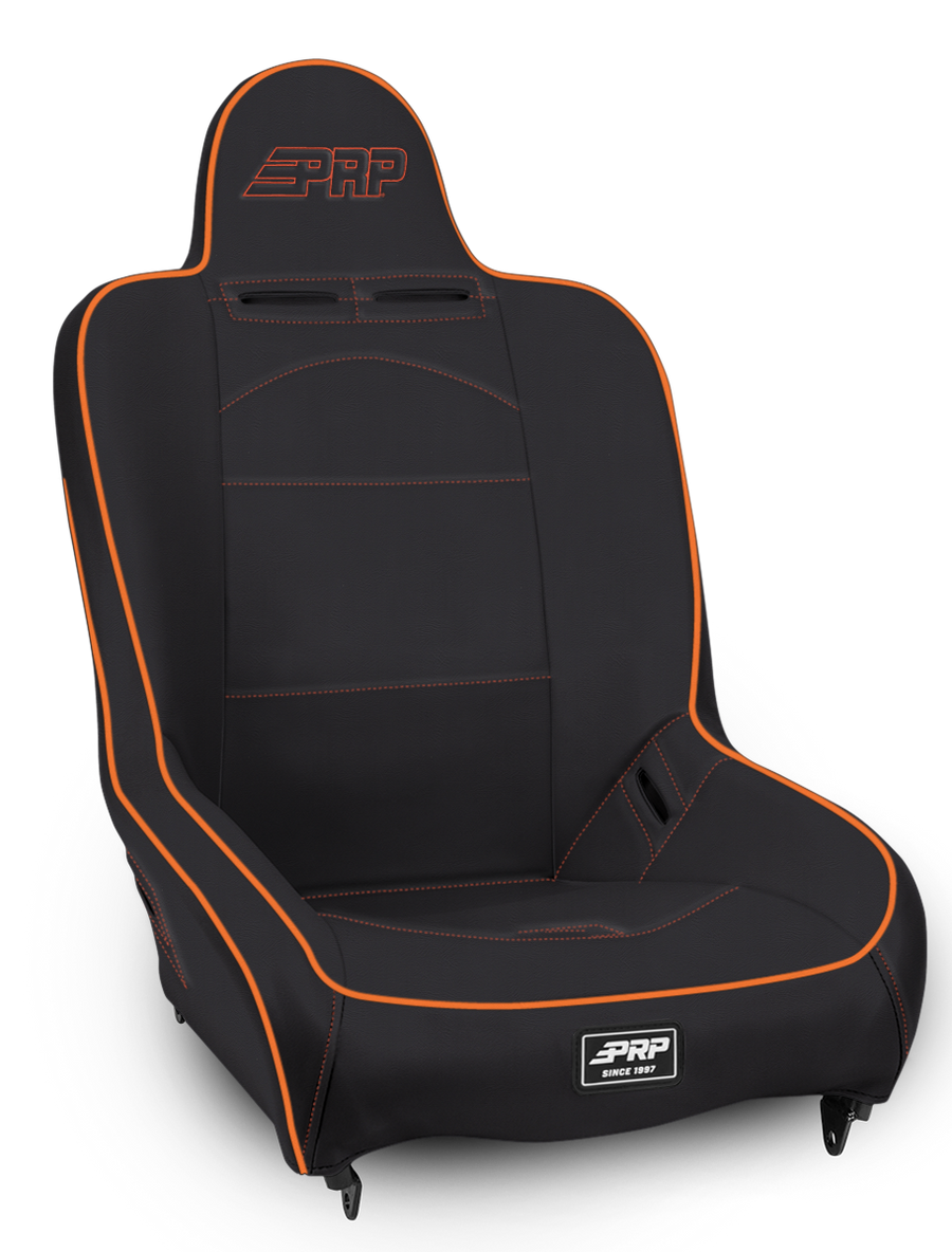 Premier High Back Suspension Seat - Black and Orange