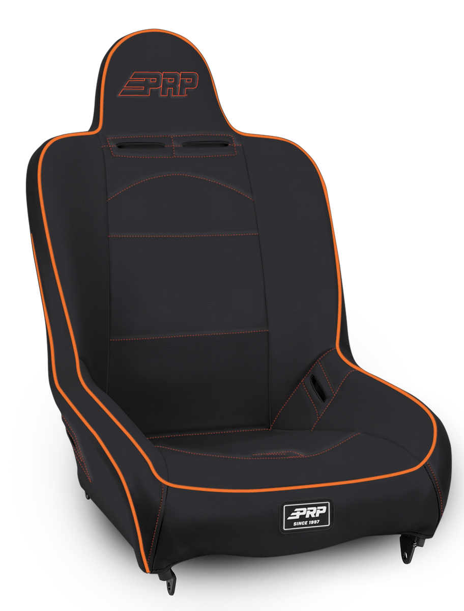 Premier High Back Suspension Seat Black and Orange Vinyl PRP Seats