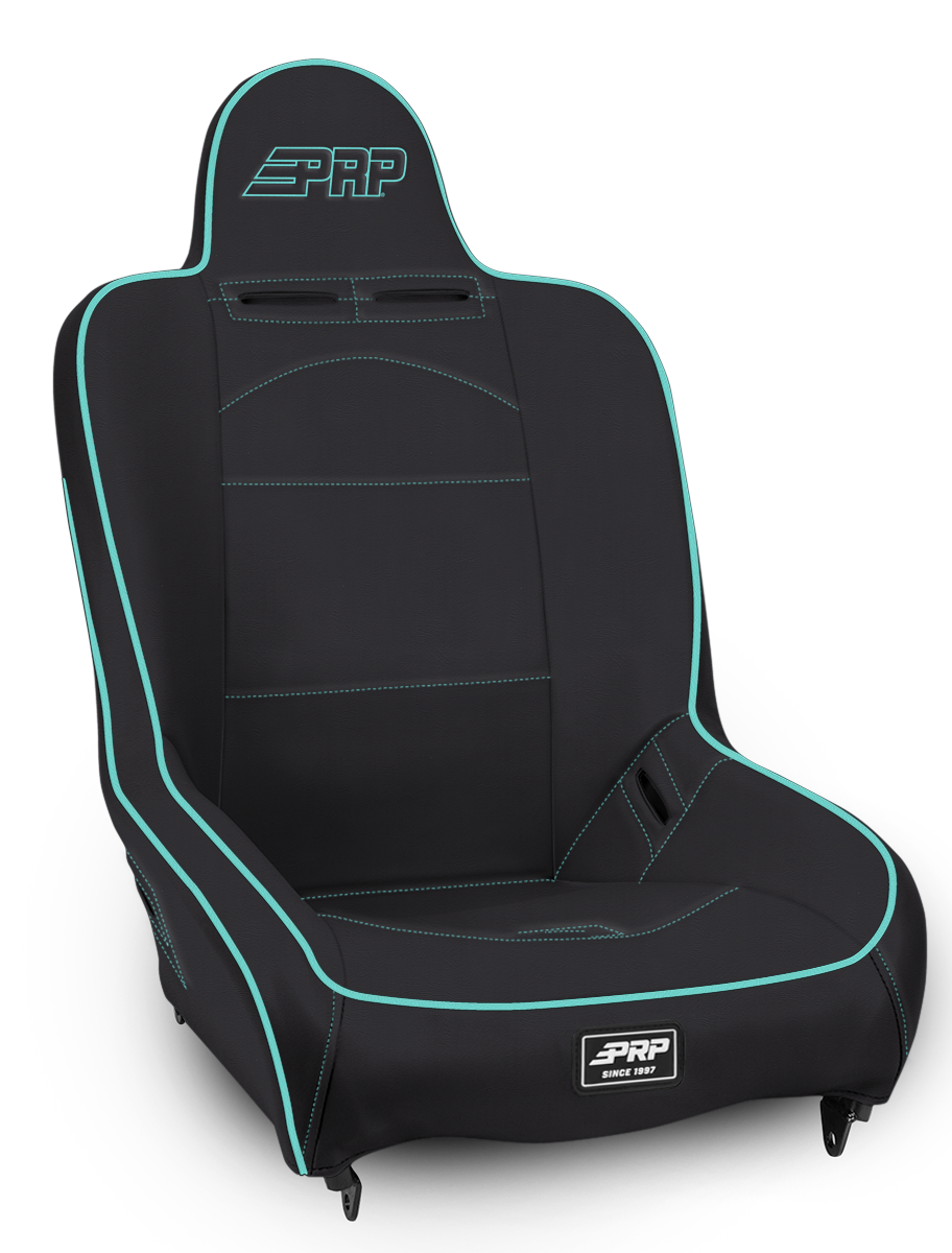Premier High Back Suspension Seat Black and Teal Vinyl PRP Seats