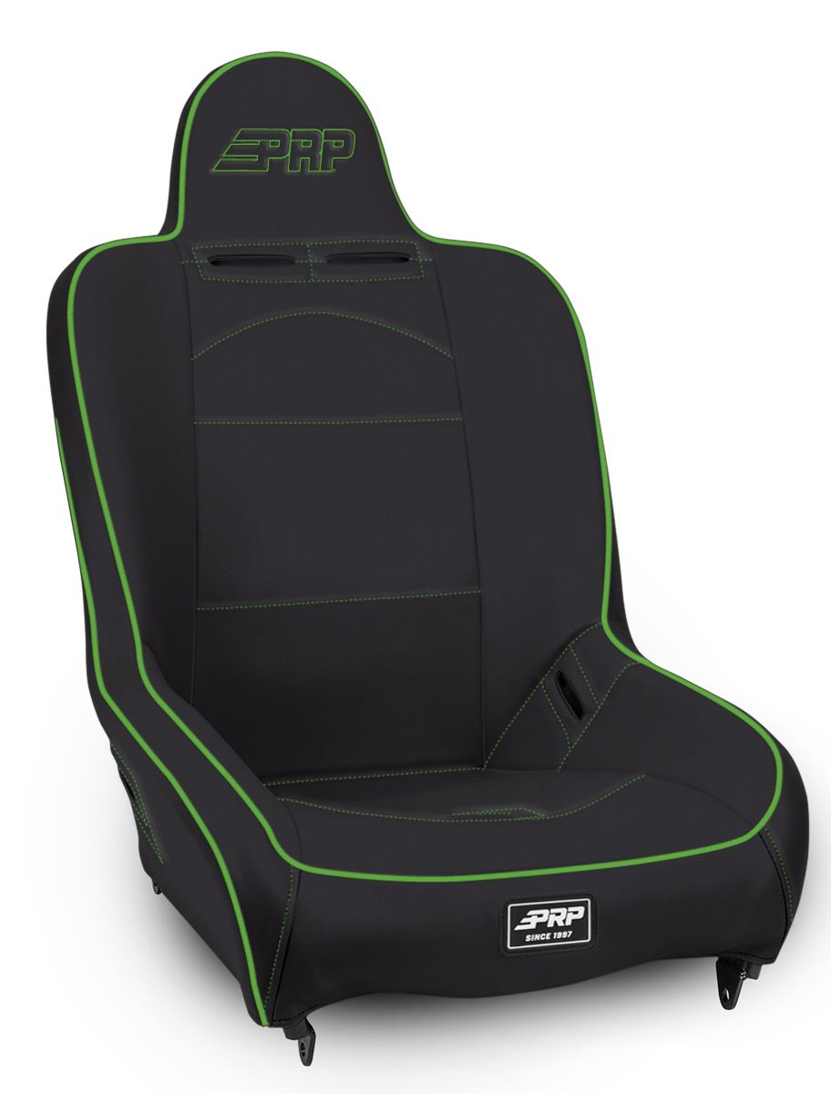 Premier High Back Suspension Seat Black and Green Vinyl PRP Seats