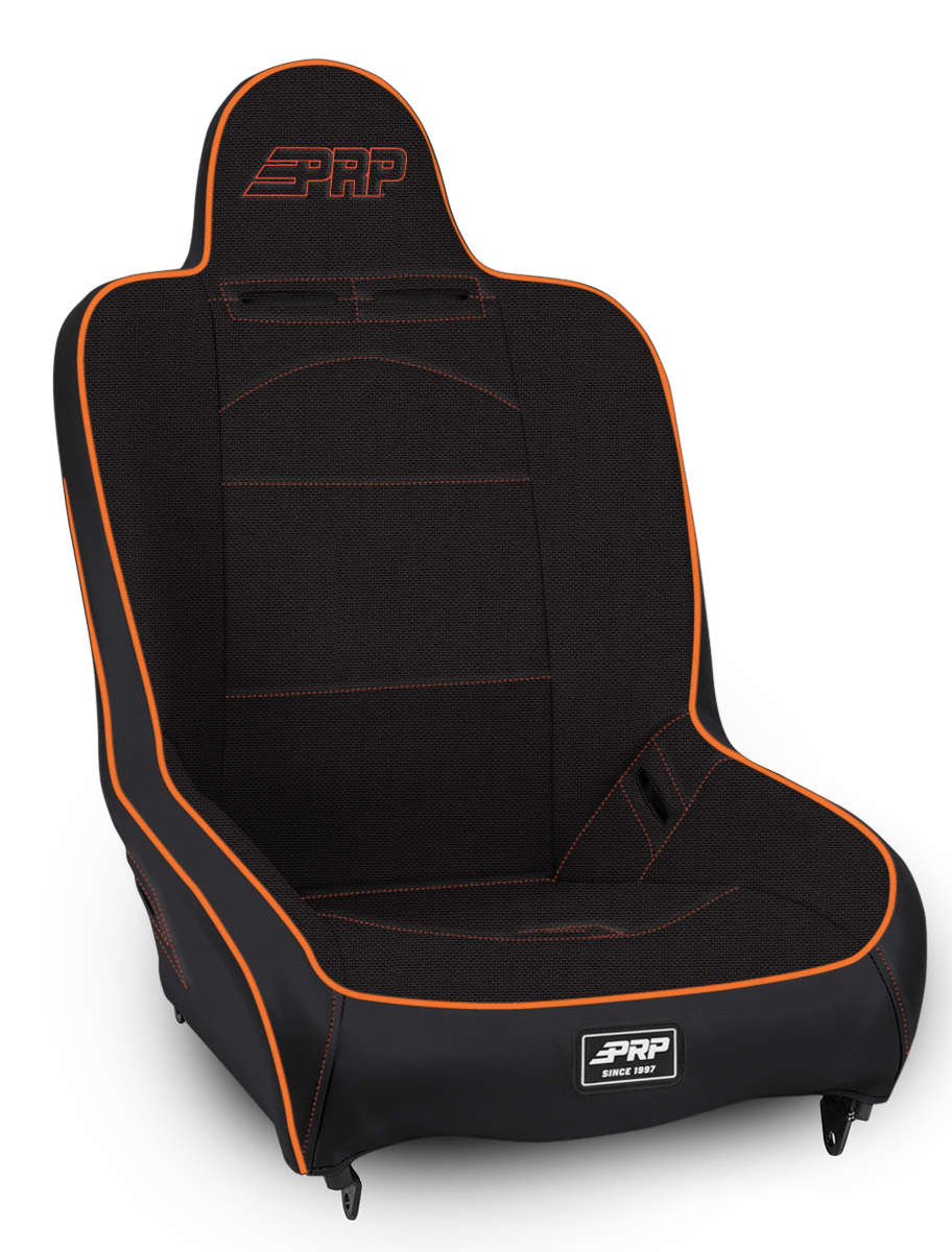Premier High Back Suspension Seat Black and Orange Tweed PRP Seats