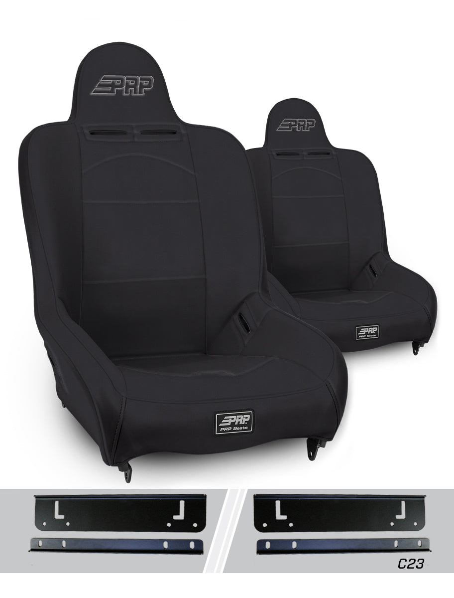 Premier High Back Suspension Seats Kit for 97-02 Jeep Wrangler TJ Pair Black PRP Seats