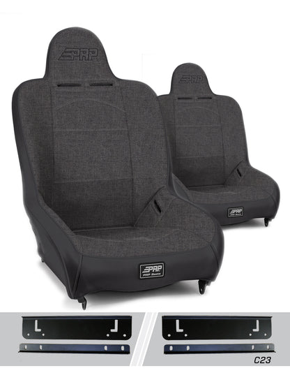 Premier High Back Suspension Seats Kit for 97-02 Jeep Wrangler TJ Pair Gray PRP Seats