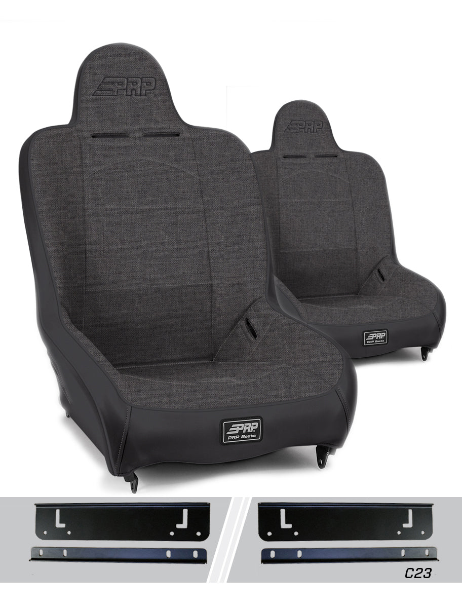 Premier High Back Suspension Seats Kit for 97-02 Jeep Wrangler TJ Pair Gray PRP Seats