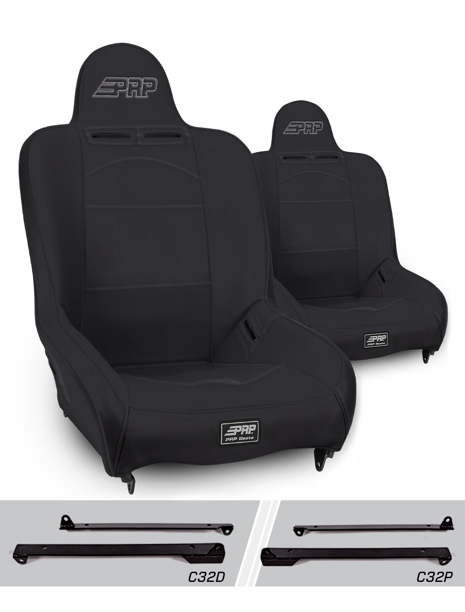 Premier High Back Suspension Seats Kit for Jeep Wrangler CJ7/YJ Pair - Black