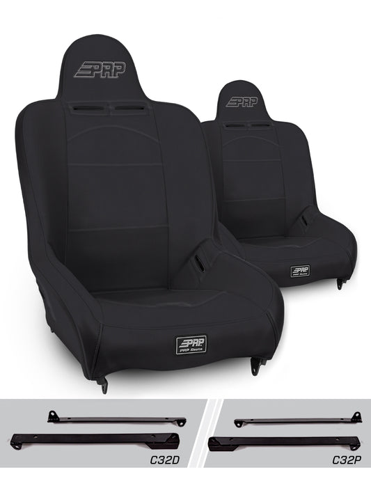 Premier High Back Suspension Seats Kit for Jeep Wrangler CJ7/YJ Pair - Black