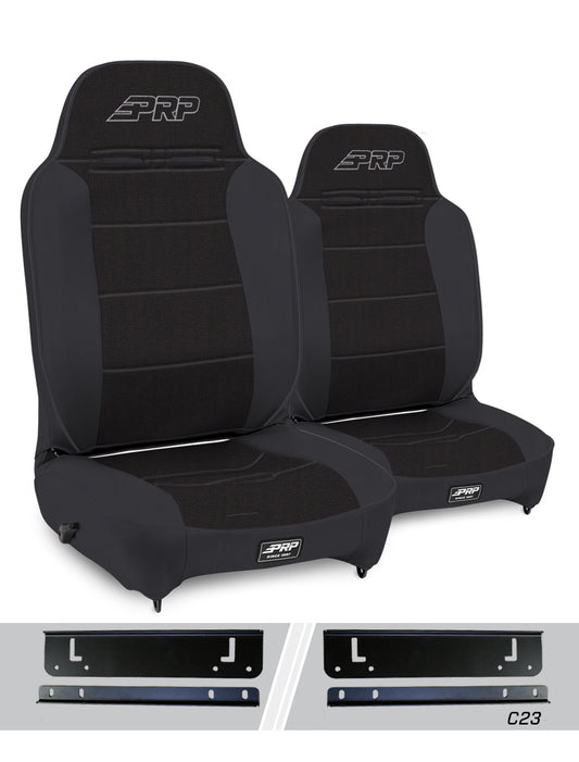 Enduro High Back Reclining Suspension Seats Kit for 97-02 Jeep Wrangler TJ Pair - Black