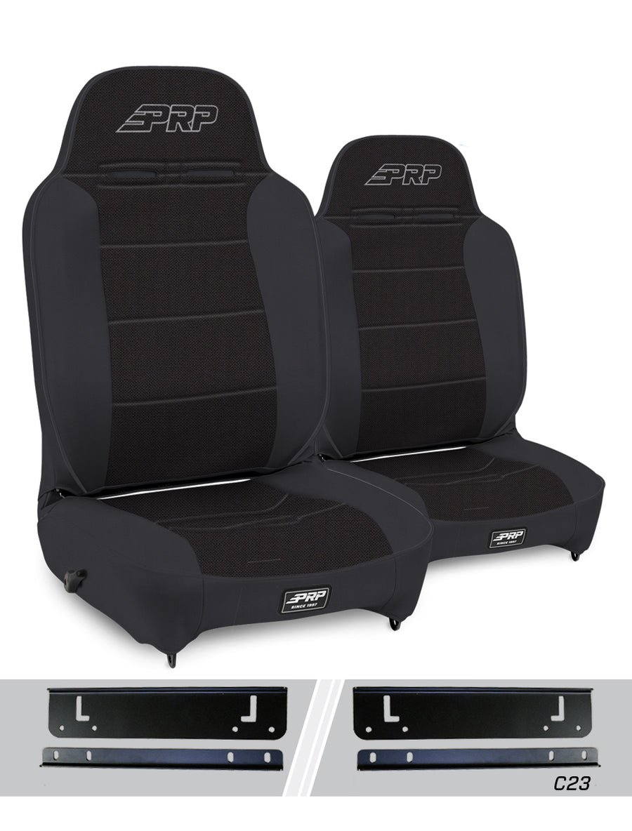 Enduro High Back Reclining Suspension Seats Kit for 97-02 Jeep Wrangler TJ Pair - Black
