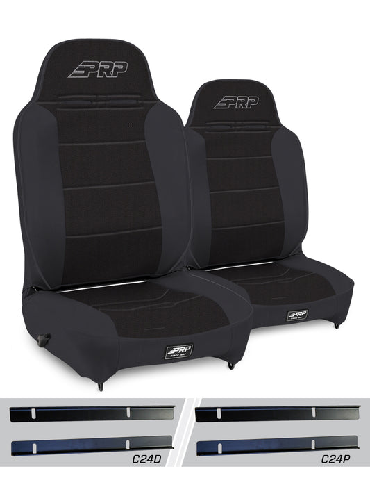 Enduro High Back Reclining Suspension Seats Kit for 03-06 Jeep Wrangler TJ Pair - Black