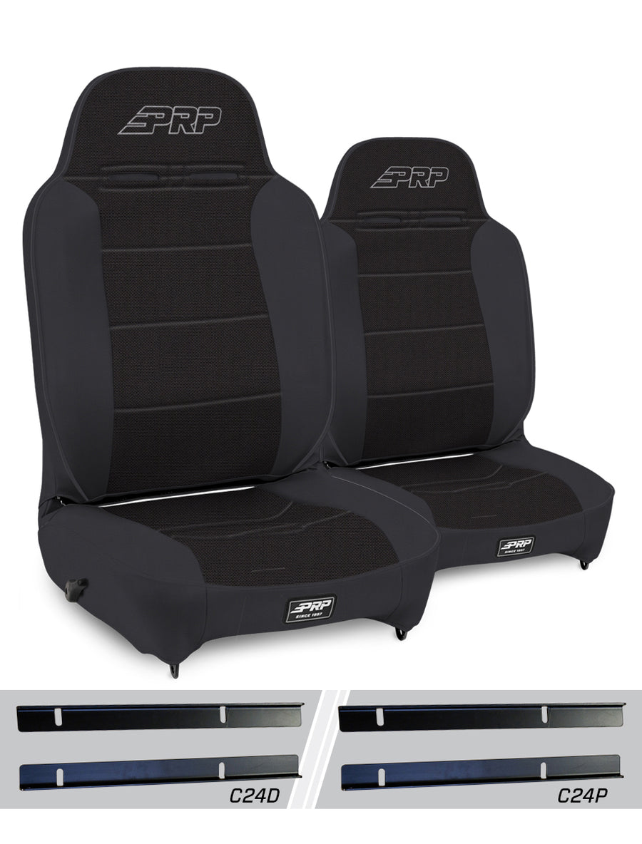 Enduro High Back Reclining Suspension Seats Kit for 03-06 Jeep Wrangler TJ Pair - Black