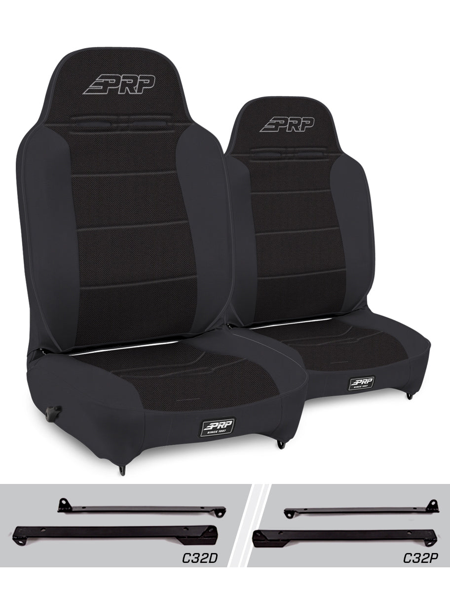 Enduro High Back Reclining Suspension Seats Kit for Jeep Wrangler CJ7/YJ Pair PRP Seats