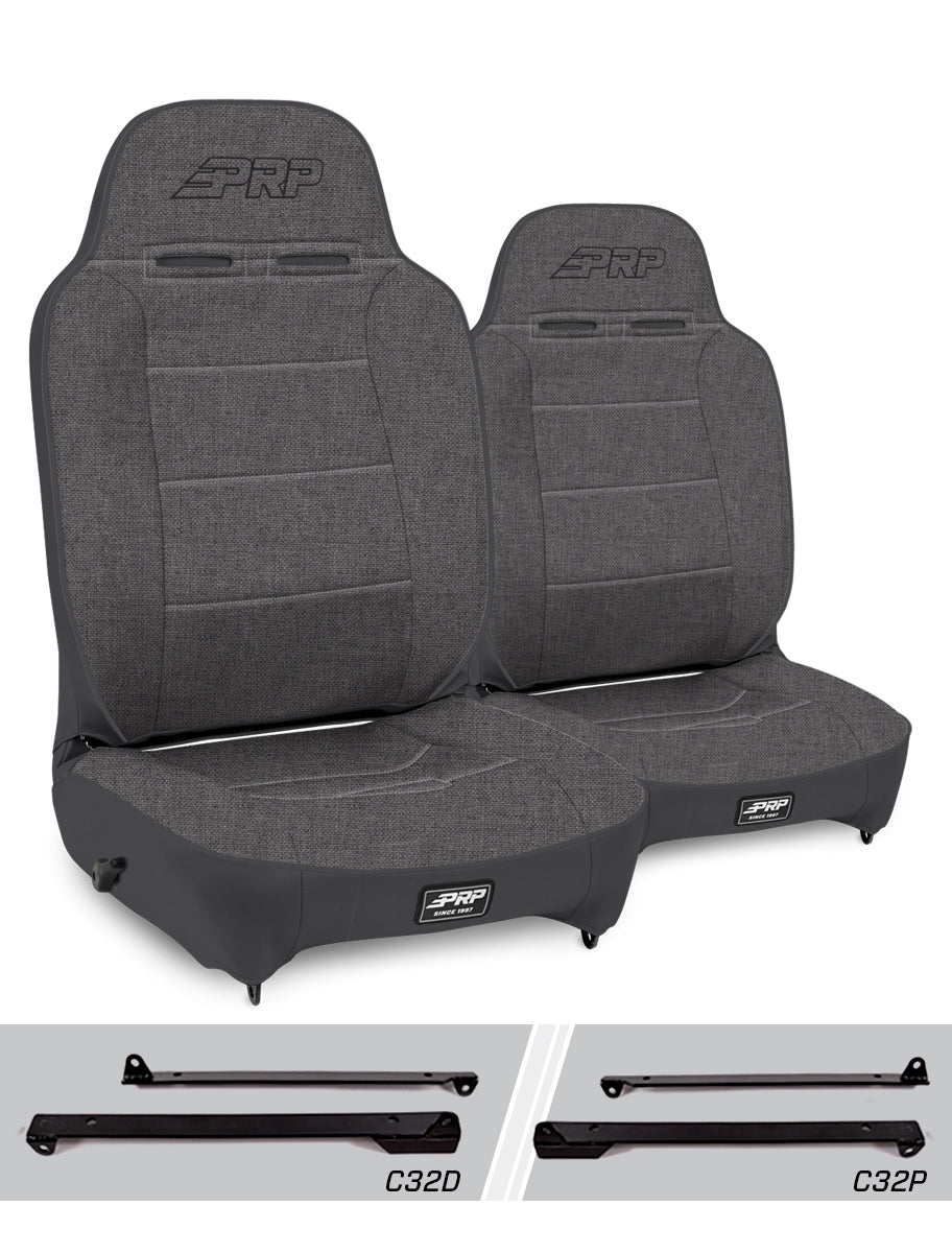 Enduro High Back Reclining Suspension Seats Kit for Jeep Wrangler CJ7/YJ Pair PRP Seats