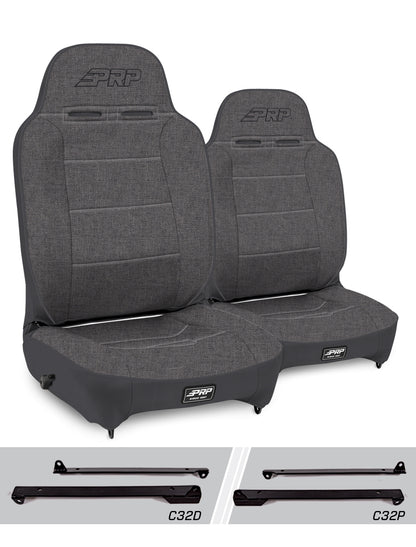 Enduro High Back Reclining Suspension Seats Kit for Jeep Wrangler CJ7/YJ Pair PRP Seats