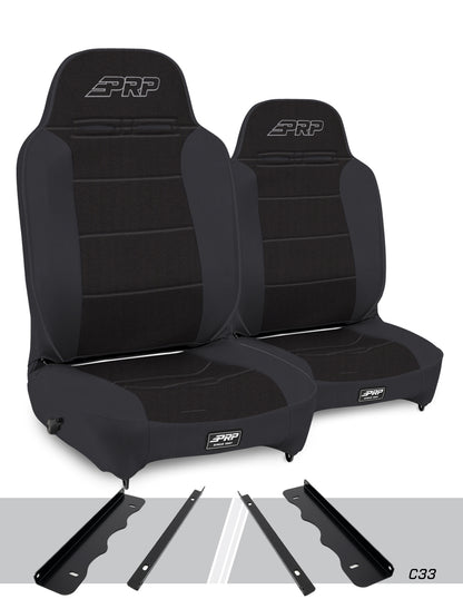 Enduro High Back Reclining Suspension Seats Kit for 95-01 Jeep Cherokee XJ Pair PRP Seats