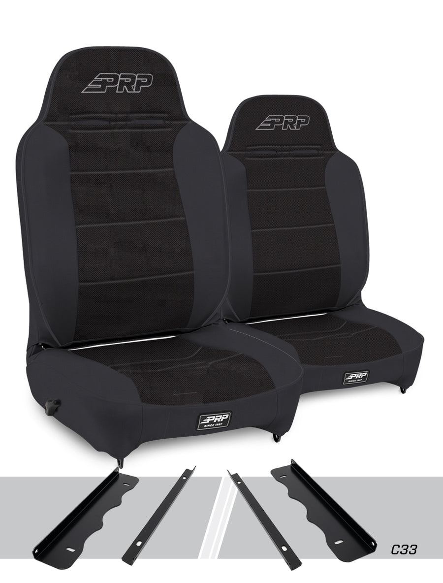 Enduro High Back Reclining Suspension Seats Kit for 95-01 Jeep Cherokee XJ Pair - Black