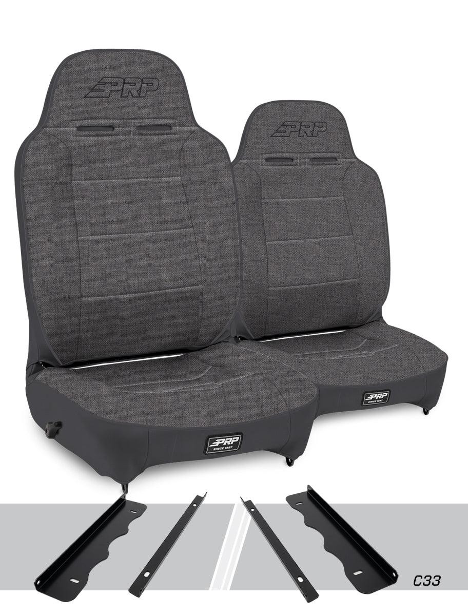 Enduro High Back Reclining Suspension Seats Kit for 95-01 Jeep Cherokee XJ Pair PRP Seats
