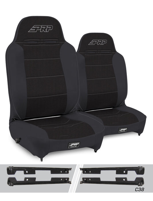 Enduro High Back Reclining Suspension Seats Kit for Jeep Wrangler JK/JKU Pair - Black