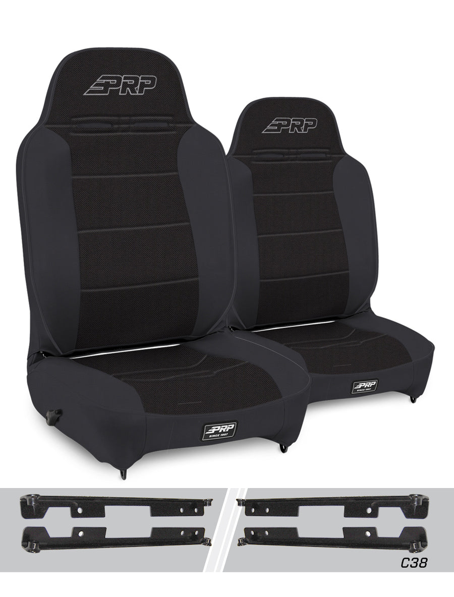 Enduro High Back Reclining Suspension Seats Kit for Jeep Wrangler JK/JKU Pair - Black