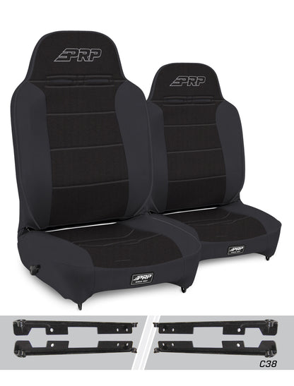 Enduro High Back Reclining Suspension Seats Kit for Jeep Wrangler JK/JKU Pair PRP Seats