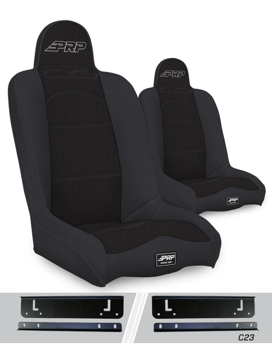 Daily Driver High Back Suspension Seats Kit for 97-02 Jeep Wrangler TJ Pair - Black