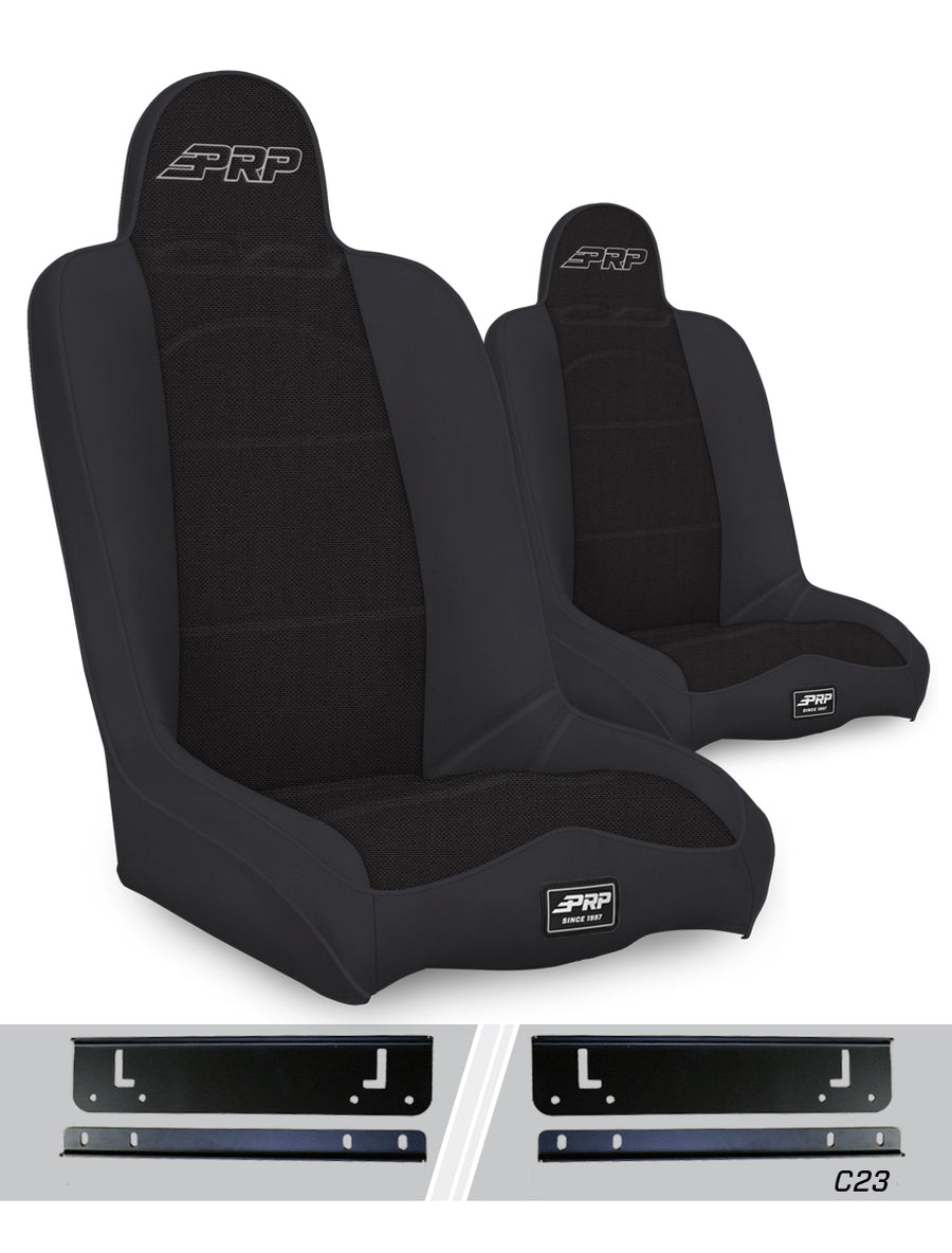 Daily Driver High Back Suspension Seats Kit for 97-02 Jeep Wrangler TJ Pair - Black