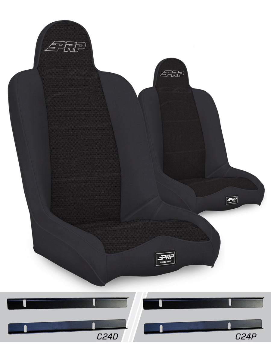 Daily Driver High Back Suspension Seats Kit for 03-06 Jeep Wrangler TJ Pair - Black