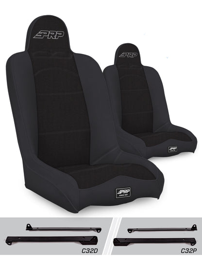 Daily Driver High Back Suspension Seats Kit for Jeep Wrangler CJ7/YJ Pair PRP Seats