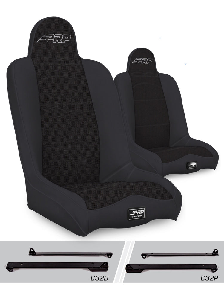 Daily Driver High Back Suspension Seats Kit for Jeep Wrangler CJ7/YJ Pair - Black