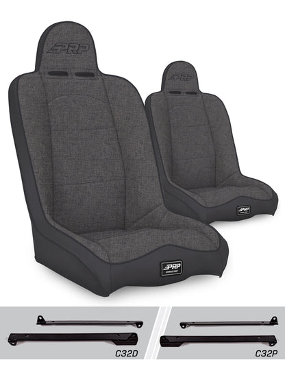 Daily Driver High Back Suspension Seats Kit for Jeep Wrangler CJ7/YJ Pair PRP Seats