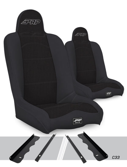 Daily Driver High Back Suspension Seats Kit for 95-01 Jeep Cherokee XJ Pair PRP Seats