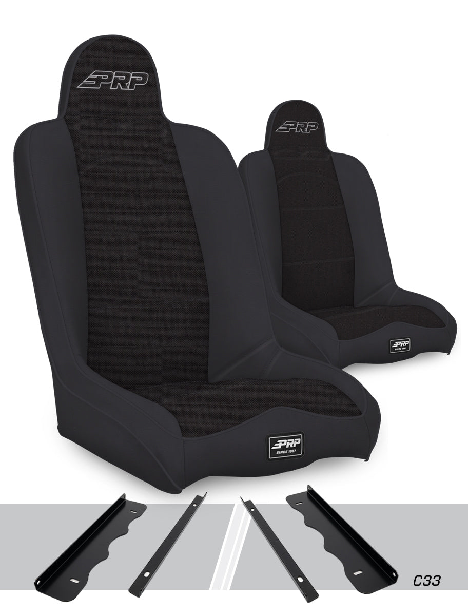 Daily Driver High Back Suspension Seats Kit for 95-01 Jeep Cherokee XJ Pair - Black